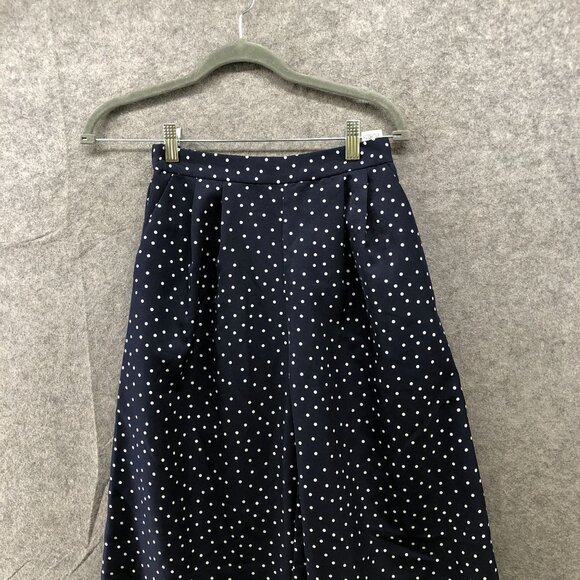 Gu (Uniqlo) Wide Leg Dress Pants Womens M Navy Blue Polka Dot Pleated High Rise - Picture 3 of 10